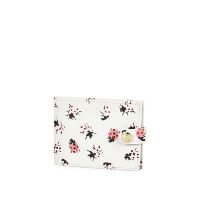 Girls white ladybird print card holder